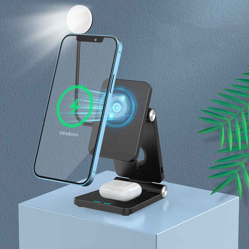 4-in-1 Magnetic Wireless Charger — Folding Stand for iPhone, Watch & AirPods