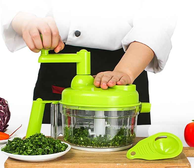 Manual Hand Crank Food Chopper — 1.2L Vegetable Cutter