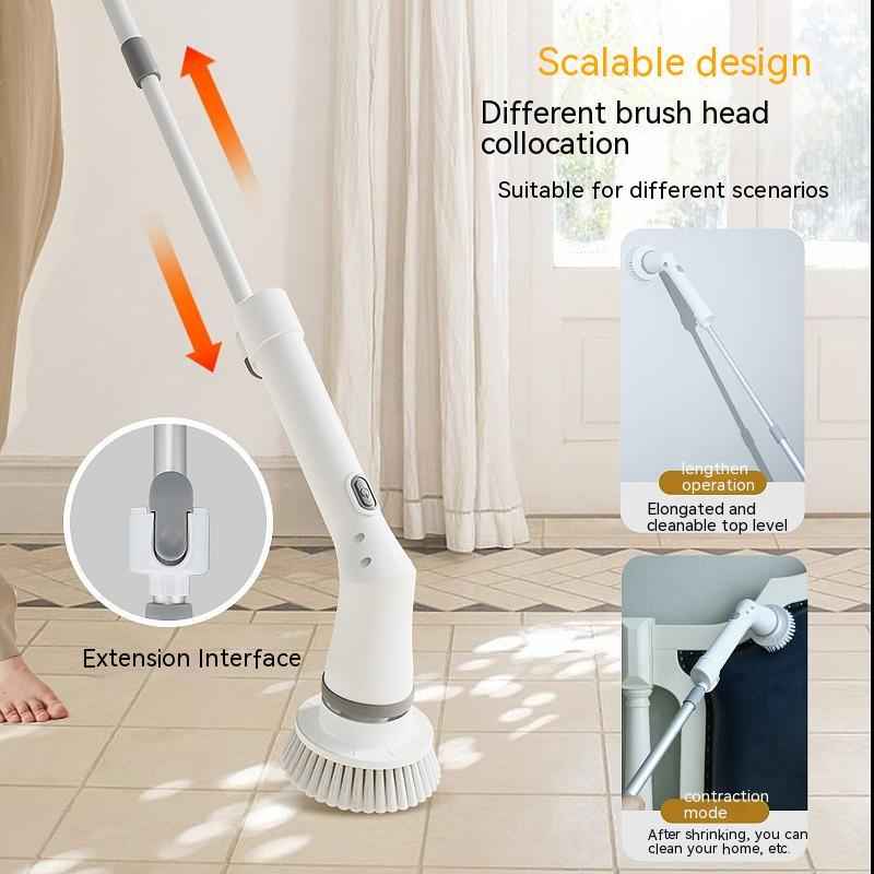 Electric Scrubber Brush — Telescopic Long Handle for Walls & Tiles