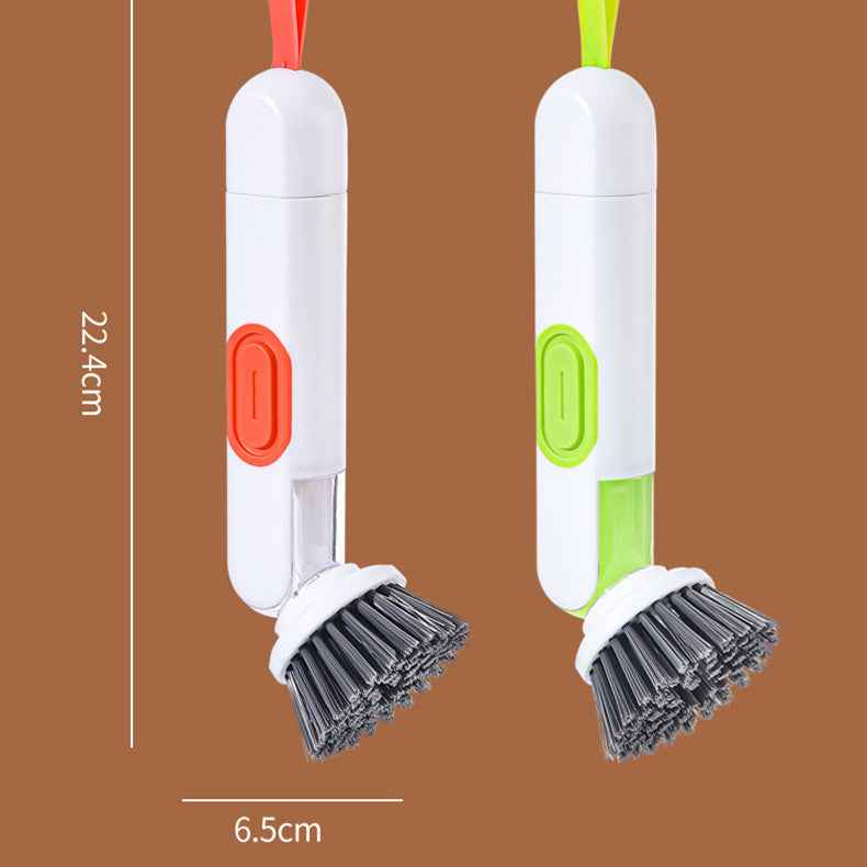 Soap-Dispensing Dish Brush — Long Handle with 2 Replacement Heads