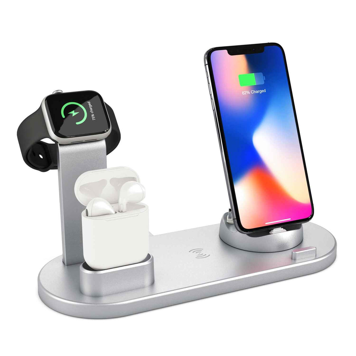 4-in-1 Wireless Charging Station — 15W Dock for iPhone, Watch & AirPods