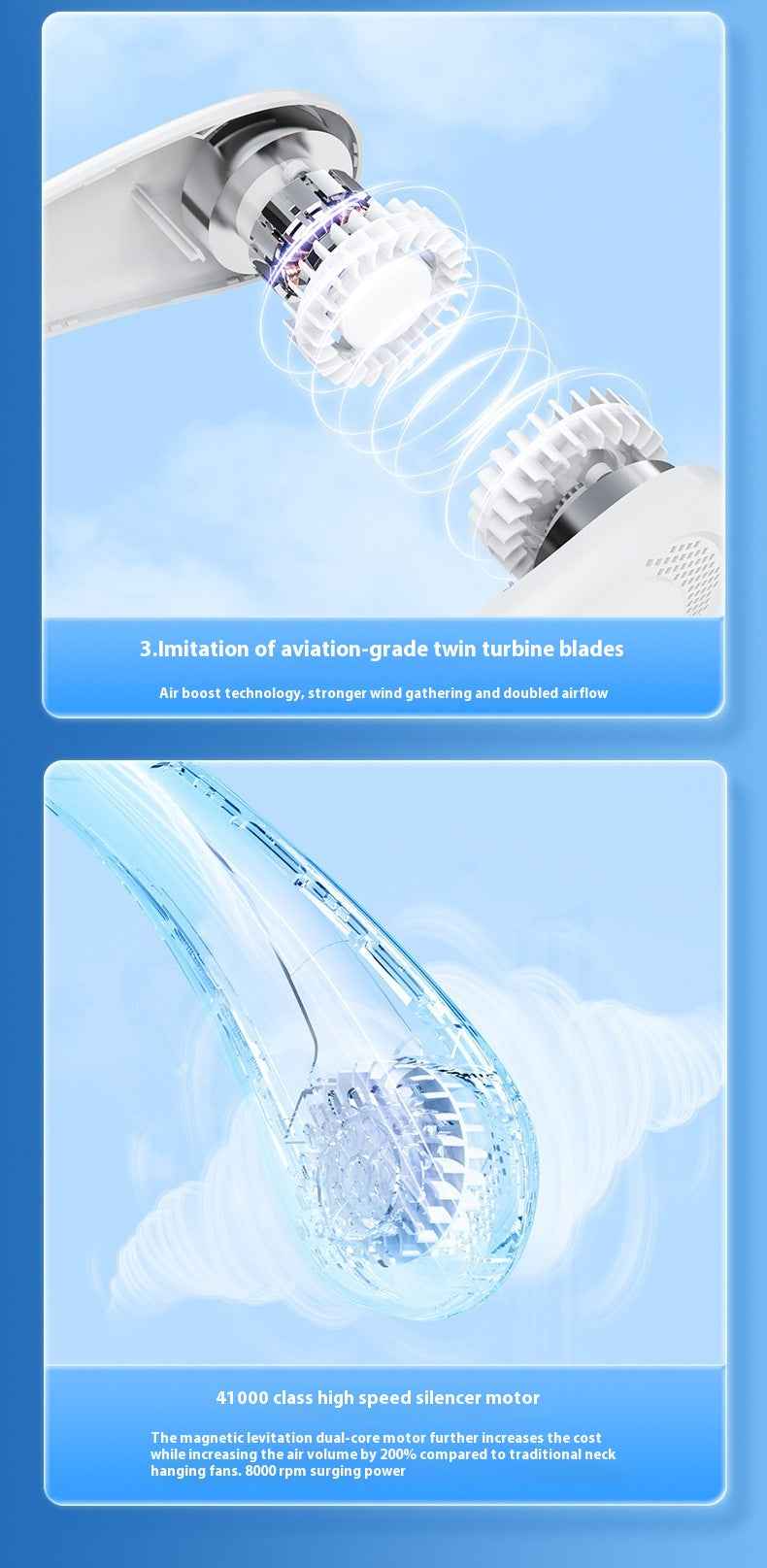 Bladeless Neck Fan — Portable Rechargeable Hands-Free Fan