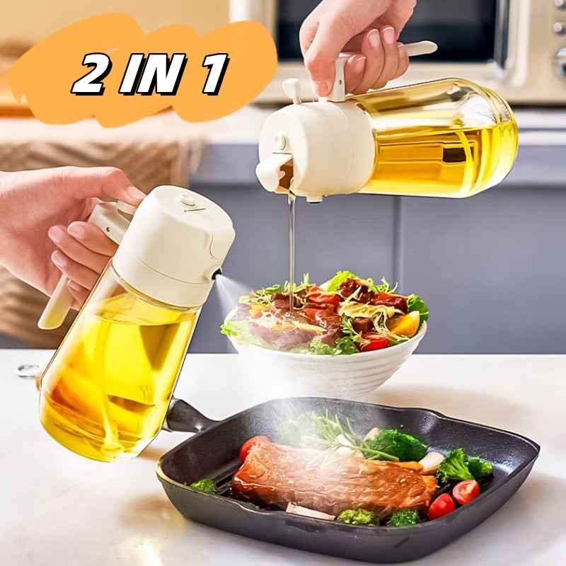 Glass Olive Oil Sprayer — 2-in-1 Spray & Pour Dispenser 470ml