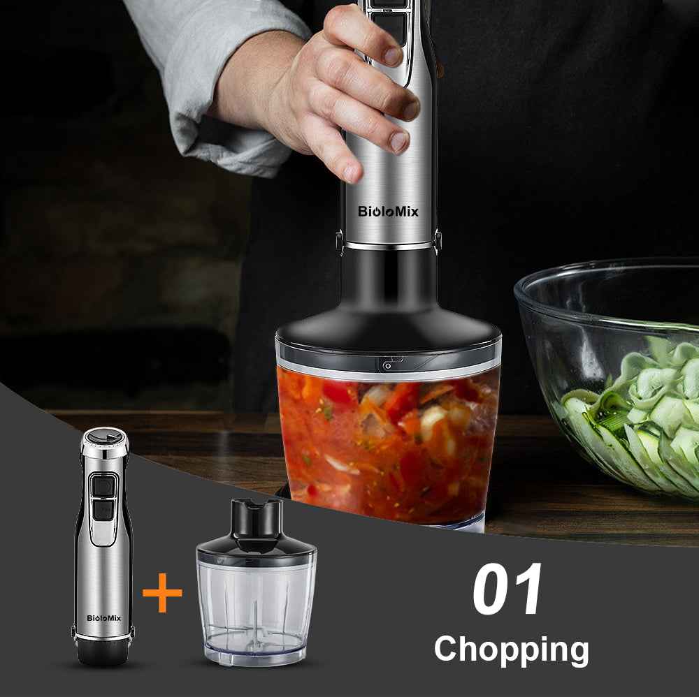 4-in-1 Immersion Hand Blender — 1100W with Whisk & Chopper Bowl