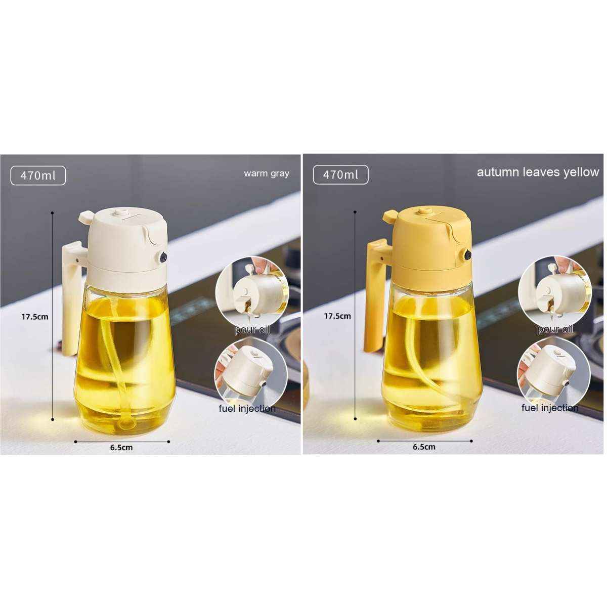 Glass Olive Oil Sprayer — 2-in-1 Spray & Pour Dispenser 470ml