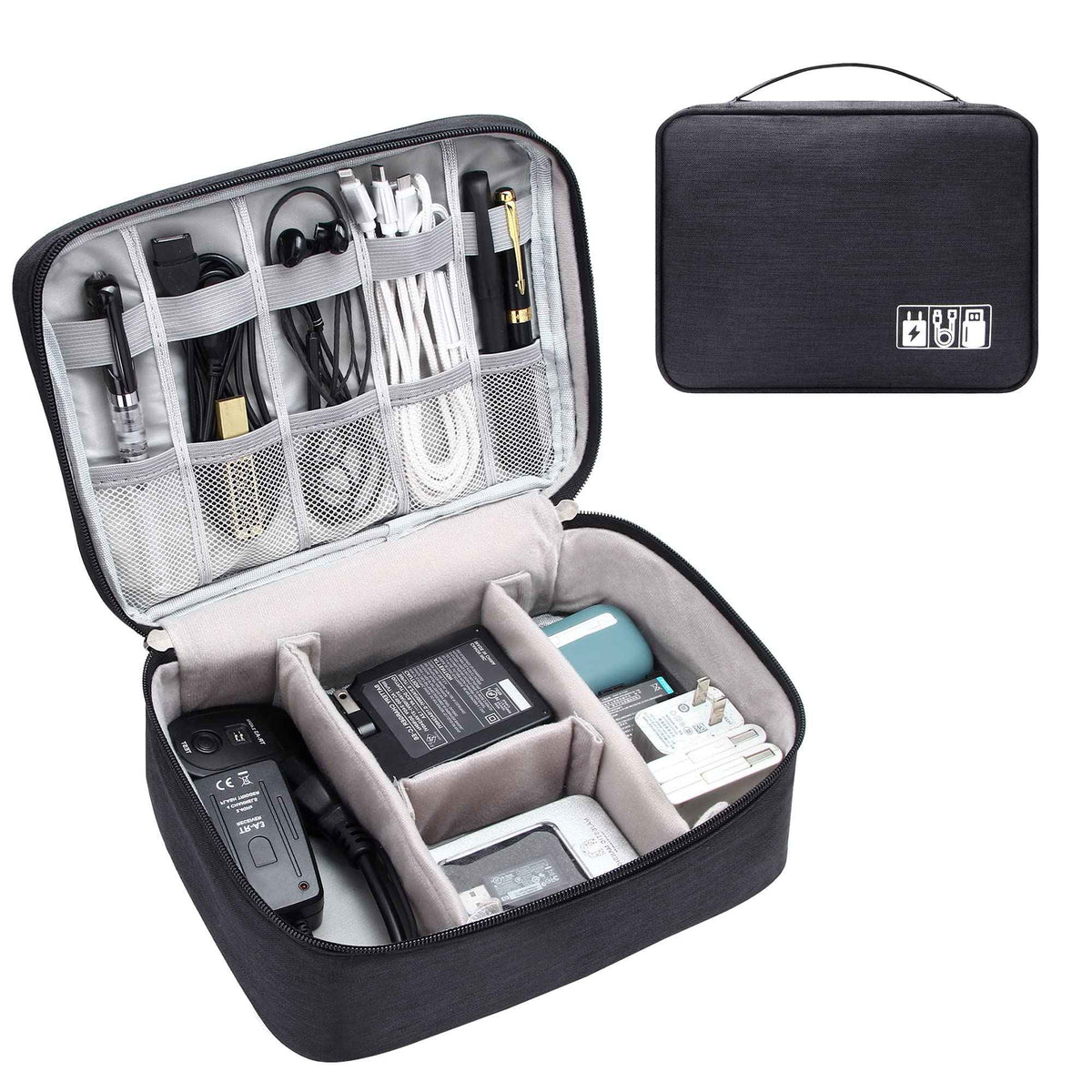 Electronics Travel Organizer — Waterproof Cable & Charger Storage Bag