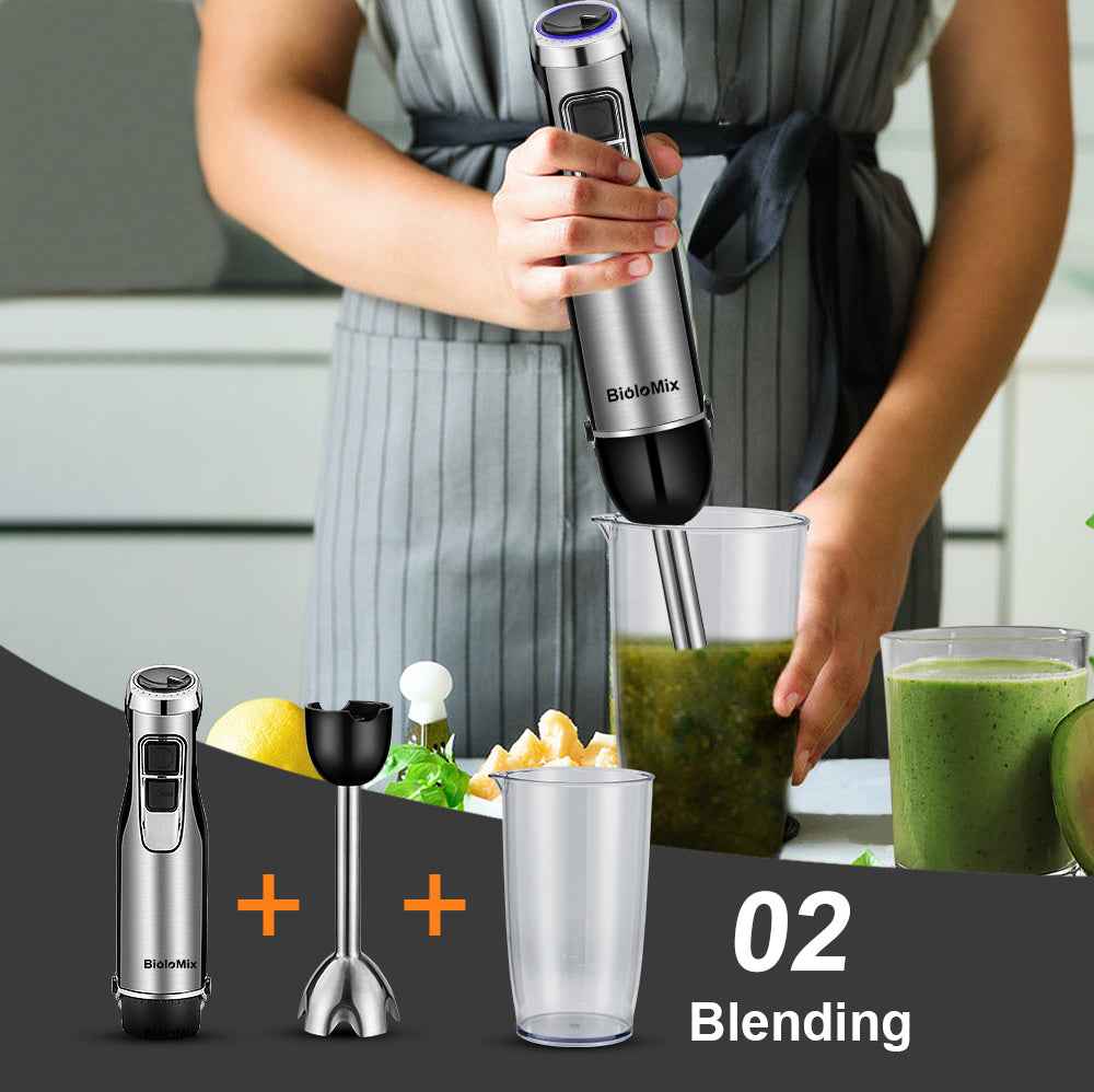 4-in-1 Immersion Hand Blender — 1100W with Whisk & Chopper Bowl