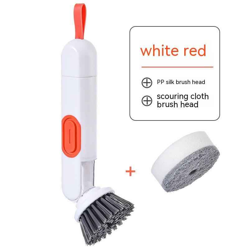 Soap-Dispensing Dish Brush — Long Handle with 2 Replacement Heads
