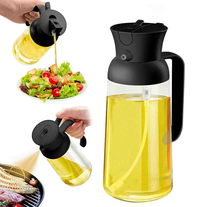 Dual-Use Oil Sprayer & Dispenser — Glass Kitchen Spray Bottle