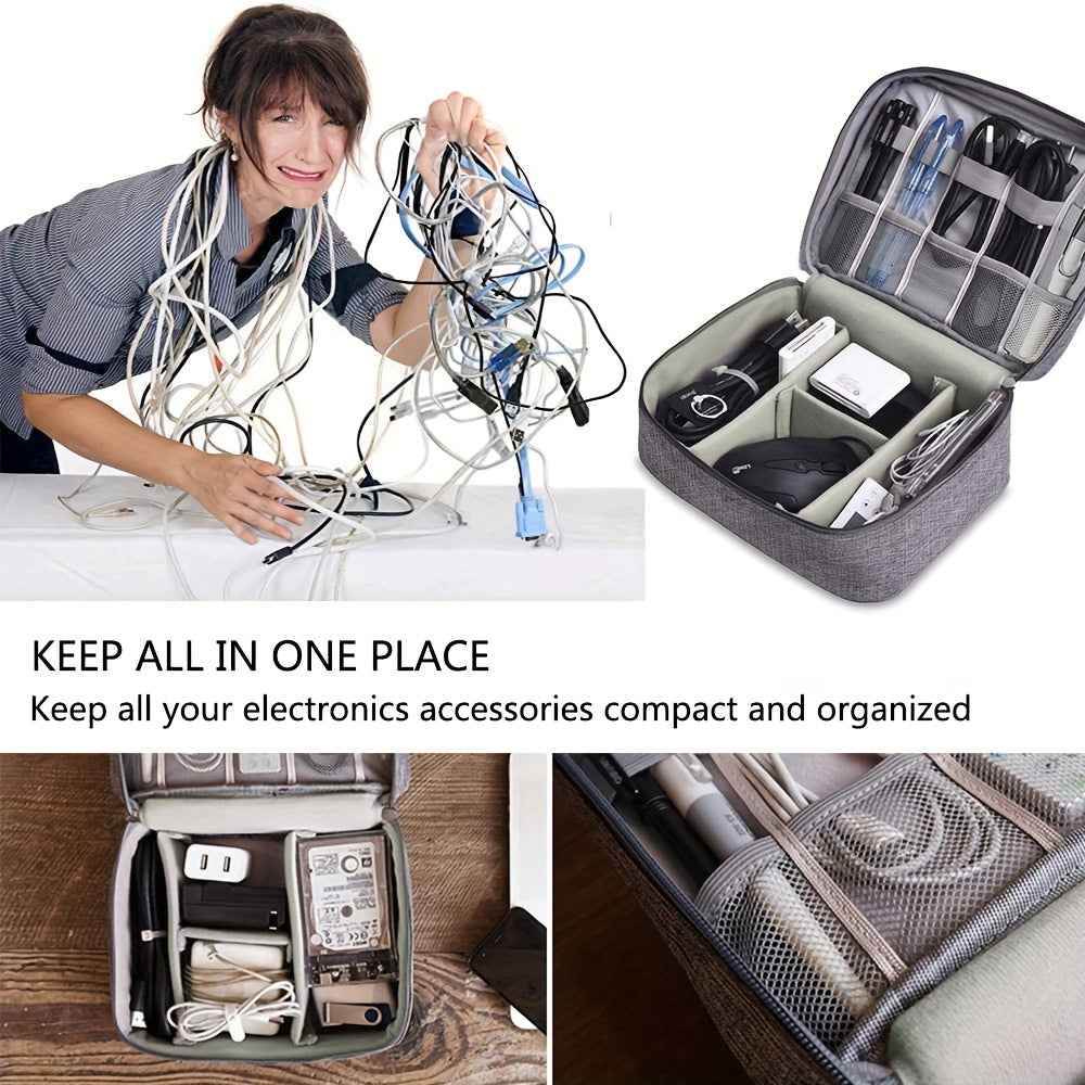 Electronics Travel Organizer — Waterproof Cable & Charger Storage Bag