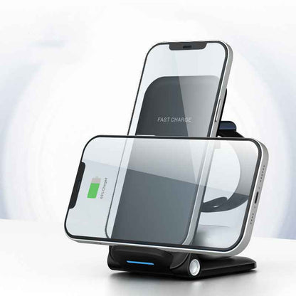 Folding Wireless Phone Charger Stand — 15W Fast Charging Dock