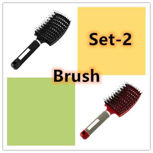 Set de dos cepillos térmicos para cabello, uno negro y uno rojo, para peinar y alisar.