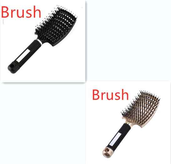 Cepillos desenredantes para el cabello con mango ergonómico en color negro y dorado.