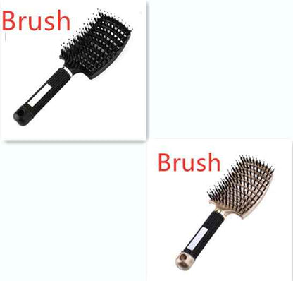 Cepillos desenredantes para el cabello con mango ergonómico en color negro y dorado.