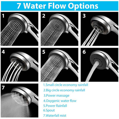 7-Function Handheld Shower Set — Head, Hose &amp; Wall Bracket