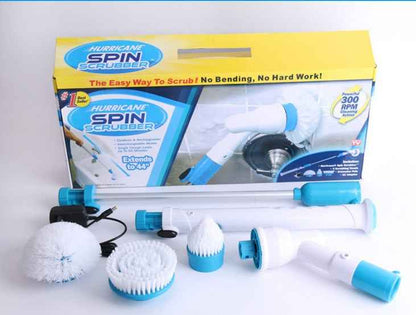 Cordless Electric Scrubber — Retractable Handle with 3 Brush Heads