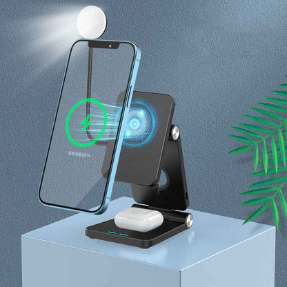 4-in-1 Magnetic Wireless Charger — Folding Stand for iPhone, Watch &amp; AirPods