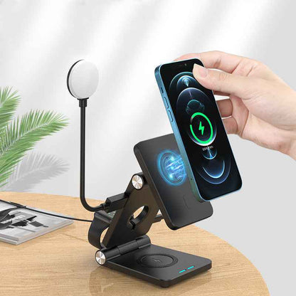4-in-1 Magnetic Wireless Charger — Folding Stand for iPhone, Watch &amp; AirPods