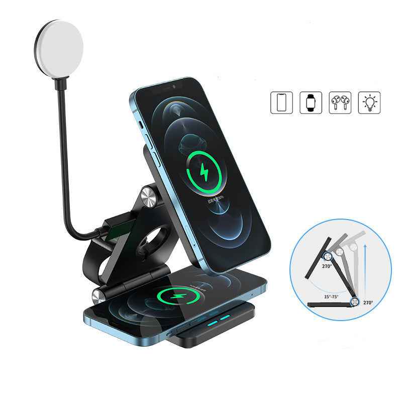 4-in-1 Magnetic Wireless Charger — Folding Stand for iPhone, Watch &amp; AirPods
