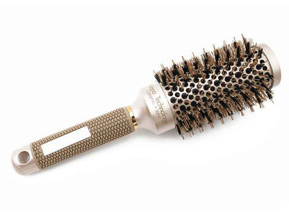 Cepillo térmico de cerámica con tecnología nano para peinado y estilizado de cabello.