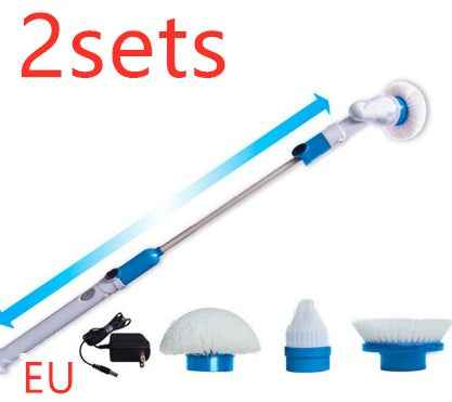 Cordless Electric Scrubber — Retractable Handle with 3 Brush Heads