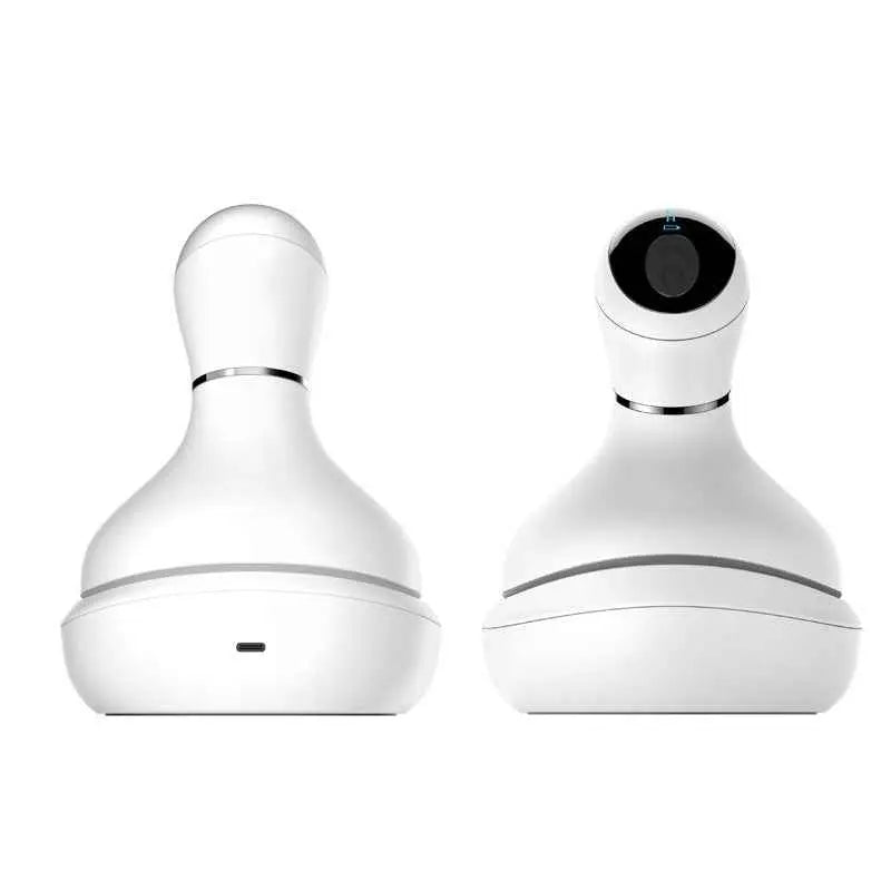 Dispositivo de belleza facial blanco con tecnología de cuidado de la piel y masajeador.