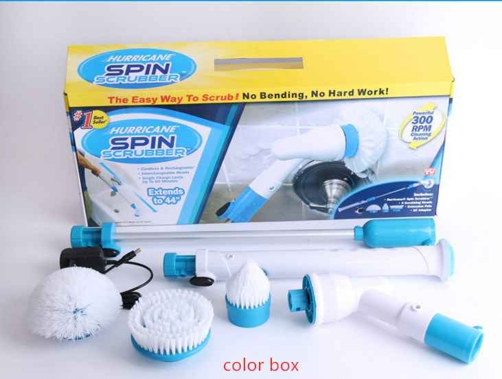 Cordless Electric Scrubber — Retractable Handle with 3 Brush Heads