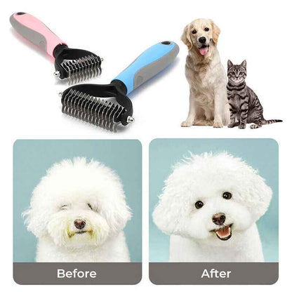 Double-Sided Dematting Brush — Deshedding Undercoat Rake