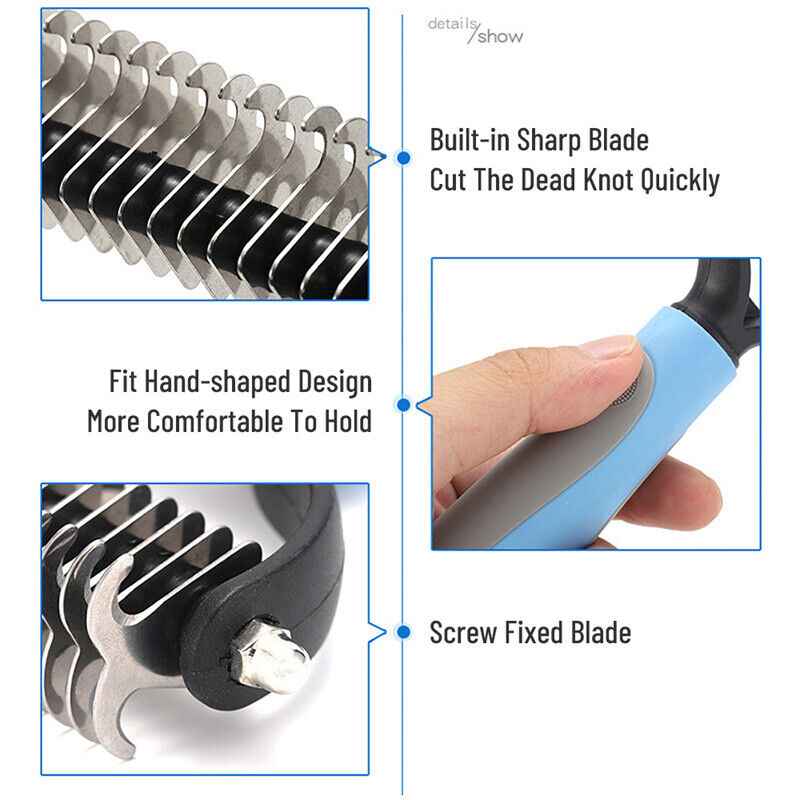 Double-Sided Dematting Brush — Deshedding Undercoat Rake