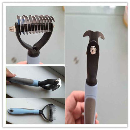 Double-Sided Dematting Brush — Deshedding Undercoat Rake