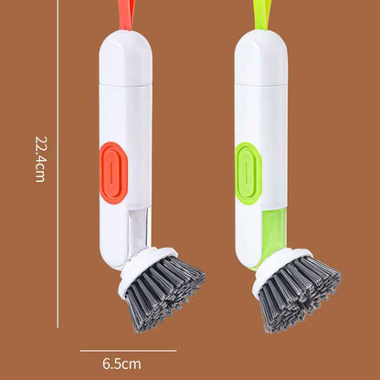 Soap-Dispensing Dish Brush — Long Handle with 2 Replacement Heads