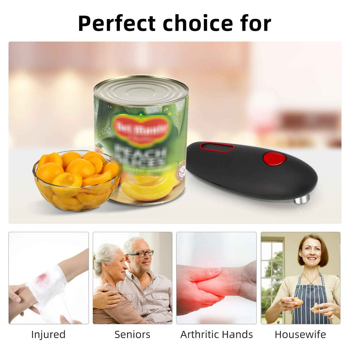 Electric Can Opener — Automatic Cordless Jar &amp; Tin Opener