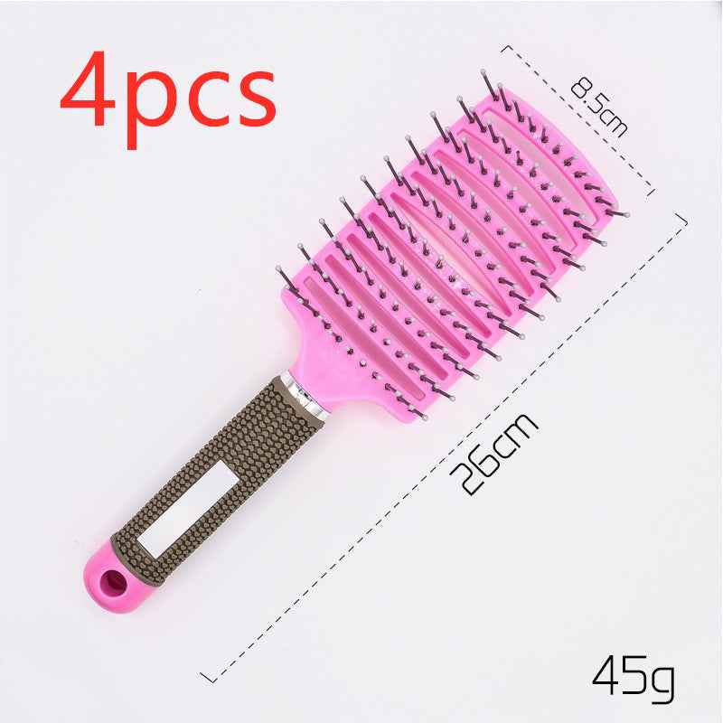 Cepillo desenredante para mascotas color rosa con mango ergonómico de 26 cm.