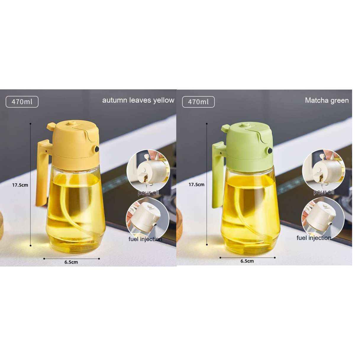Glass Olive Oil Sprayer — 2-in-1 Spray &amp; Pour Dispenser 470ml