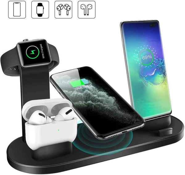 4-in-1 Wireless Charging Station — 15W Dock for iPhone, Watch &amp; AirPods