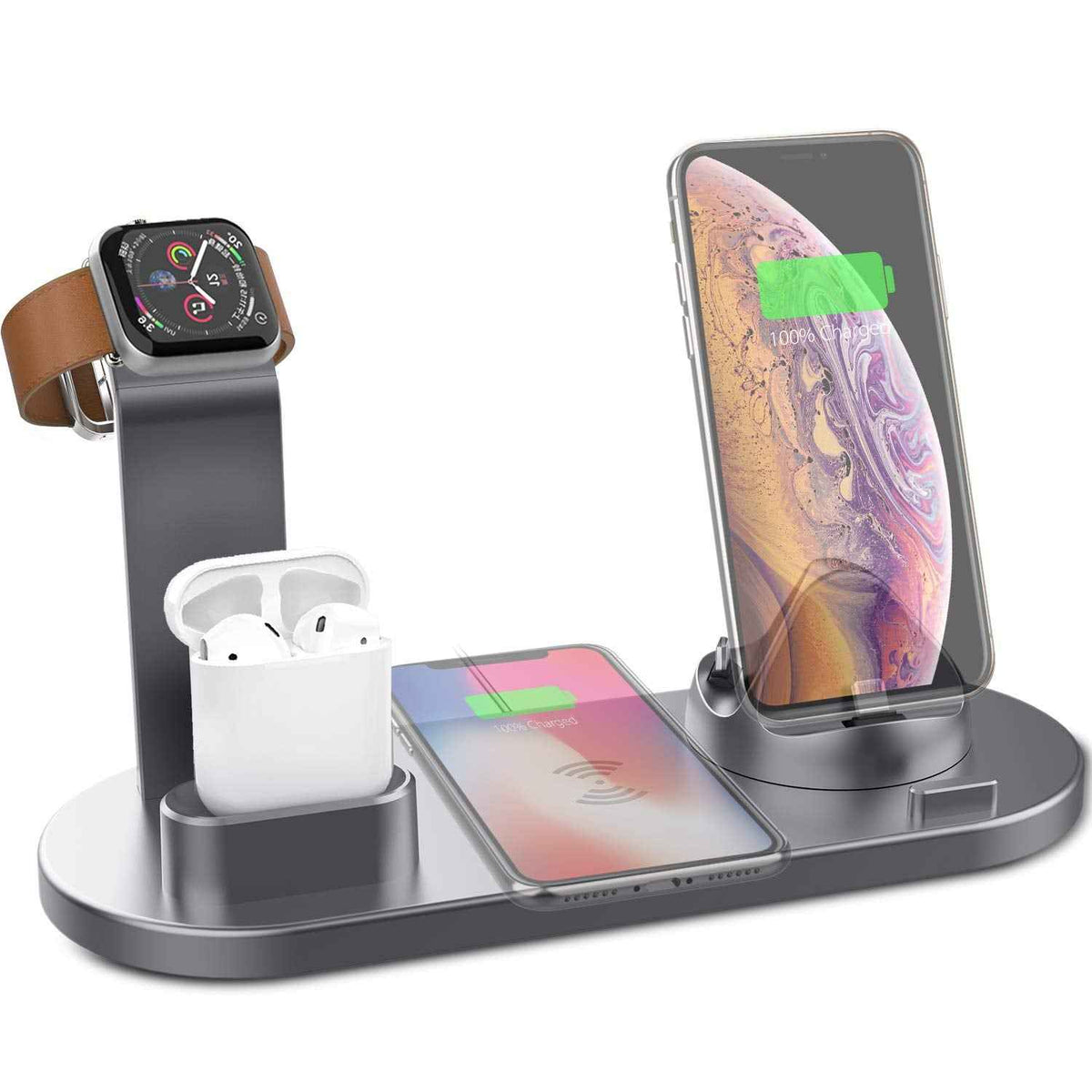 4-in-1 Wireless Charging Station — 15W Dock for iPhone, Watch &amp; AirPods