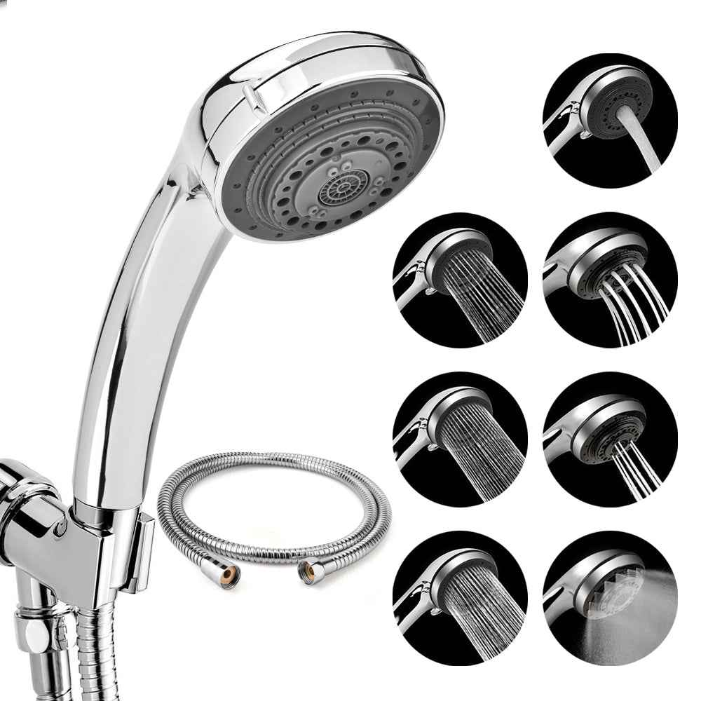 7-Function Handheld Shower Set — Head, Hose &amp; Wall Bracket