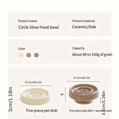 Ceramic Slow Feeder Bowl — Anti-Gulping Puzzle Dish for Dogs &amp; Cats