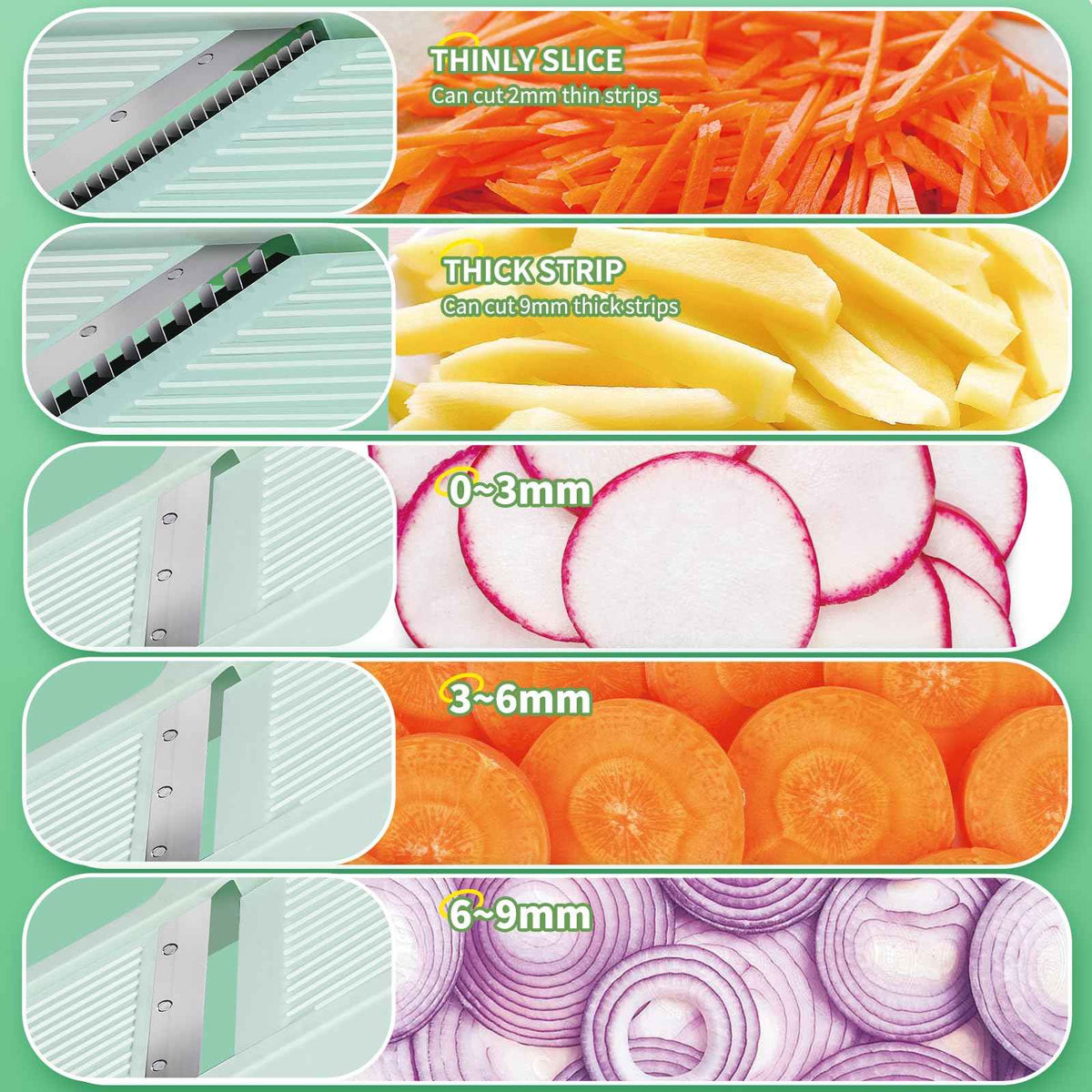 Adjustable Mandoline Slicer — Vegetable Julienne Grater with Handle