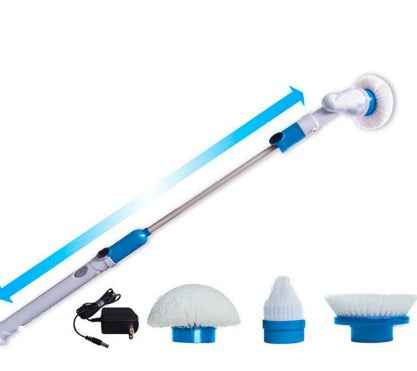 Cordless Electric Scrubber — Retractable Handle with 3 Brush Heads