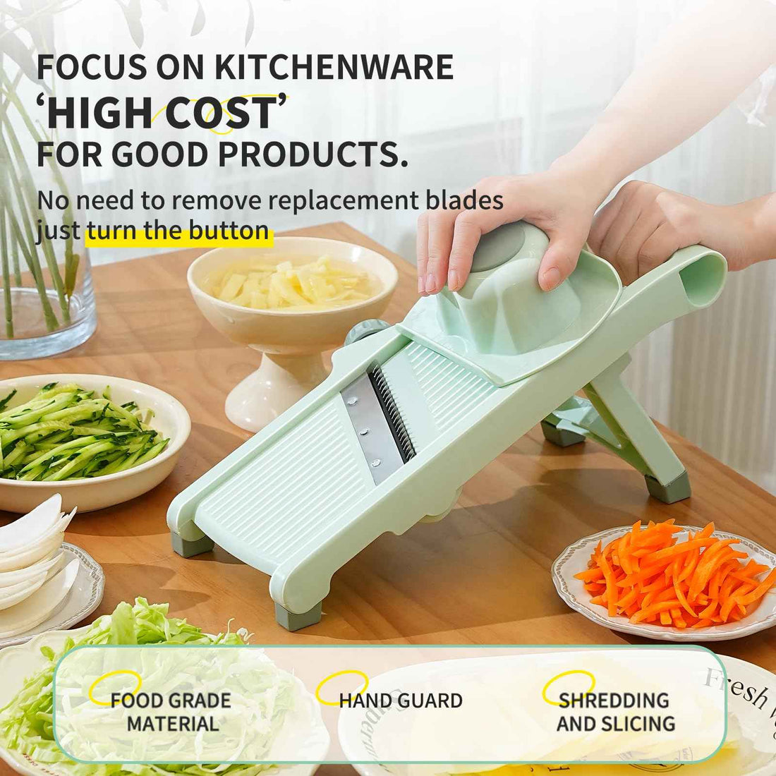 Adjustable Mandoline Slicer — Vegetable Julienne Grater with Handle