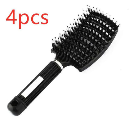 Set de 4 cepillos desenredantes para cabello con mango ergonómico negro