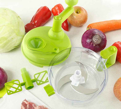 Manual Hand Crank Food Chopper — 1.2L Vegetable Cutter