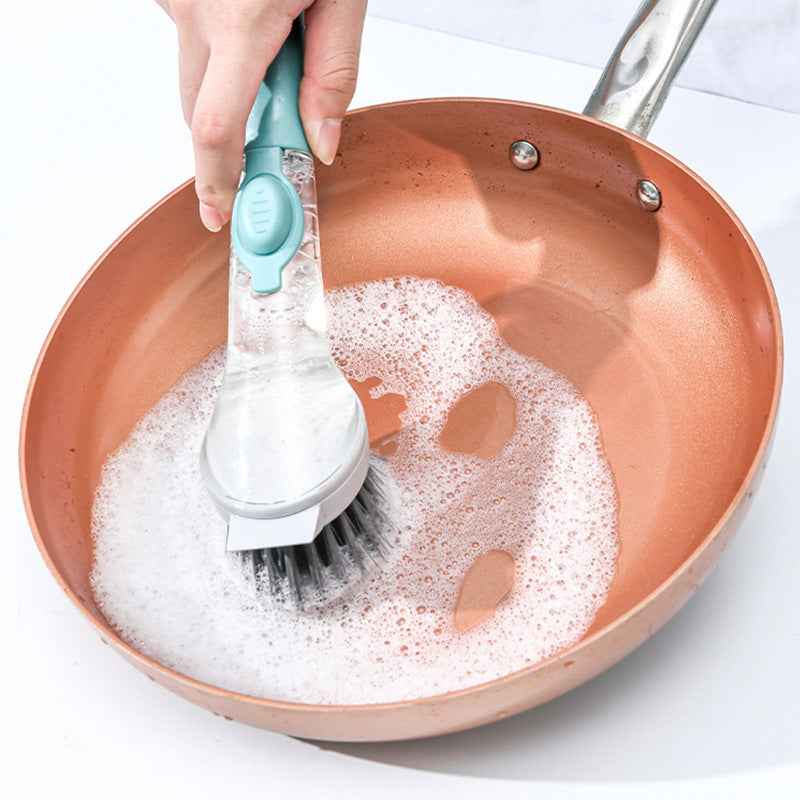 Soap-Dispensing Pot Scrubber — Hydraulic Kitchen Brush