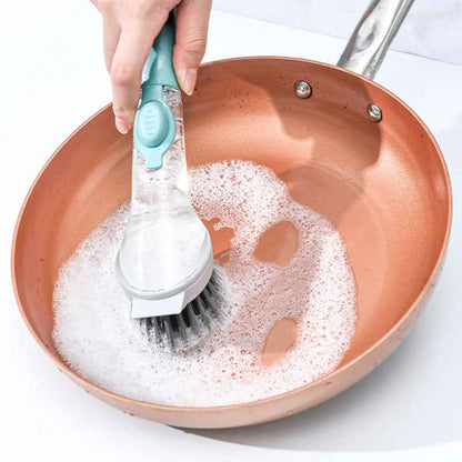 Soap-Dispensing Pot Scrubber — Hydraulic Kitchen Brush