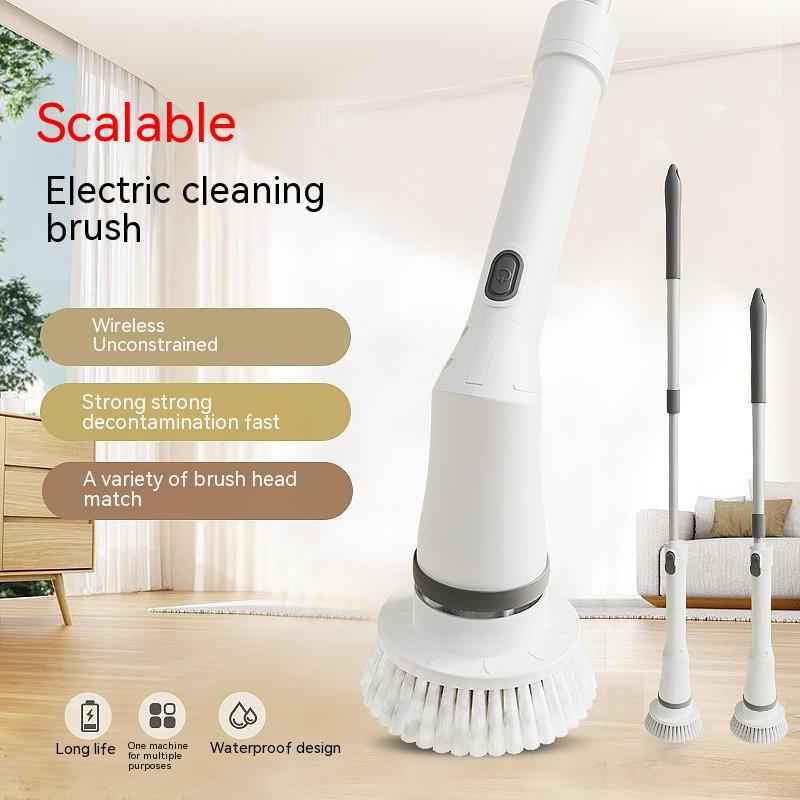 Electric Scrubber Brush — Telescopic Long Handle for Walls &amp; Tiles