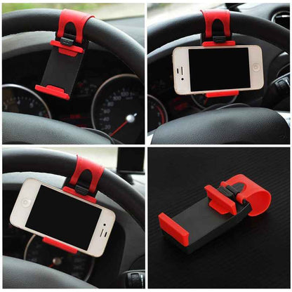 Universal Car Steering Wheel Phone Mount — Clip Holder for Smartphones