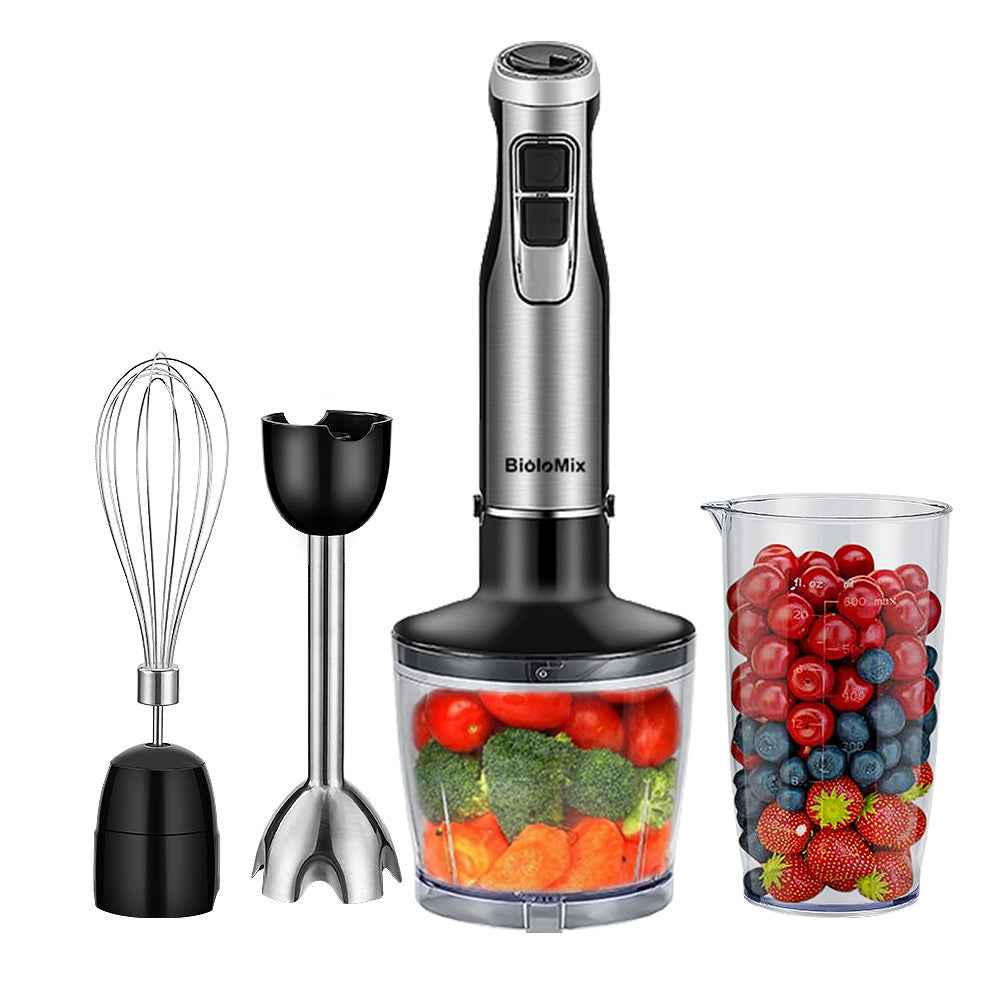 4-in-1 Immersion Hand Blender — 1100W with Whisk &amp; Chopper Bowl