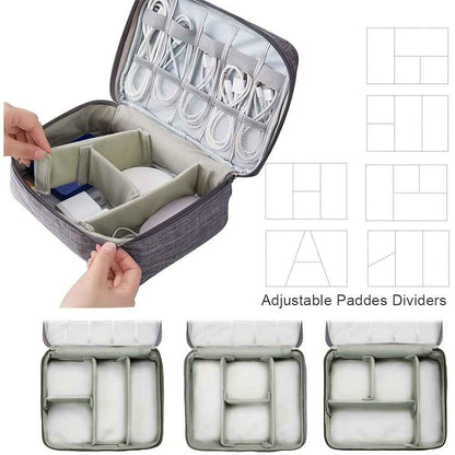 Electronics Travel Organizer — Waterproof Cable &amp; Charger Storage Bag