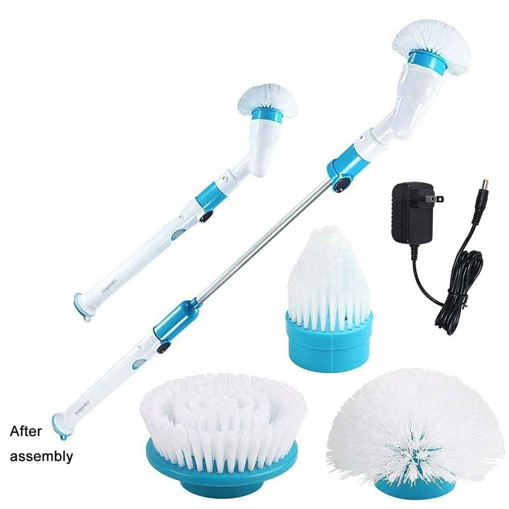 Cordless Electric Scrubber — Retractable Handle with 3 Brush Heads